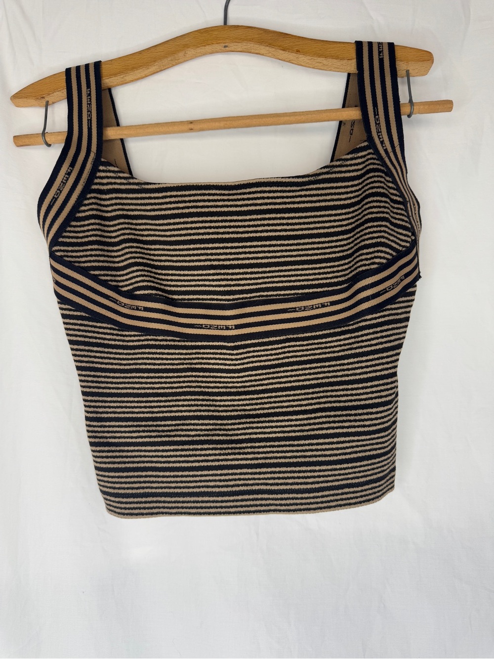 Fendi Striped Knit Tank Top in Black and Tan
